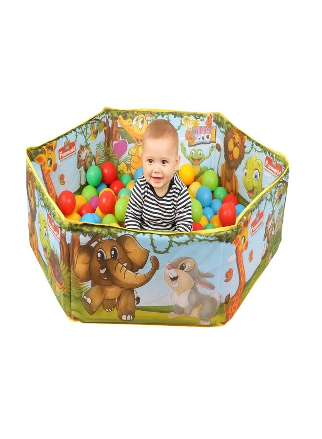 بلاي مور حوض كرات بلايمور للأطفال بعمر سنة واحدة مع كرات ملونة | خيمة لعب قابلة للطي | ألعاب داخلية وخارجية للأطفال، حوض لعب للأطفال الصغار، منطقة لعب للأطفال بتصميم حيوانات - Image 1